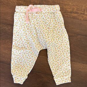 Baby Boden Floral Sweatpants with Pink Drawstring